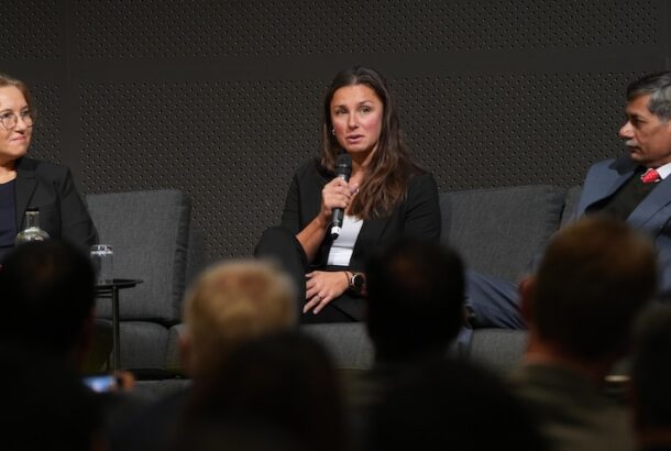 India Sweden Innovation Day 2024 - Energy & India-Sweden Industry Transition Partnership panel: Katarina Malaga, Tania Irebo and Dr S K Chaturved. Photo: India Unlimited/Rana Pratap Photography.